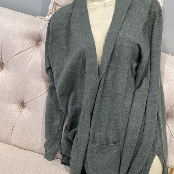GAP long fine knit lots linen mix cardigan jacket with pockets green size M - Picture 14 of 16